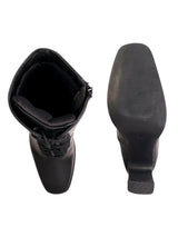 Black Synthetic Leather Solid Block Heel Ankle Boots (TC-OSWP-3-BLK)