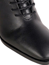 Black Synthetic Leather Solid Block Heel Ankle Boots (TC-OSWP-3-BLK)