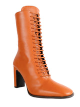 Tan Synthetic Leather Solid Block Heel Ankle Boots (TC-OSWP-3-TAN)