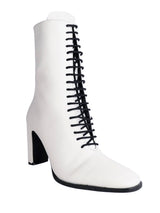 White Synthetic Leather Solid Block Heel Ankle Boots (TC-OSWP-3-WHT)