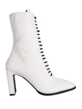 White Synthetic Leather Solid Block Heel Ankle Boots (TC-OSWP-3-WHT)
