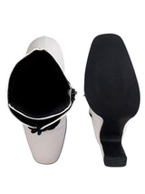 White Synthetic Leather Solid Block Heel Ankle Boots (TC-OSWP-3-WHT)