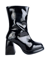 Black Patent Leather Solid Chunky Platform Heel Ankle Boots (TC-OSWP-4-BLK)