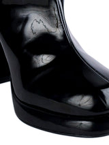 Black Patent Leather Solid Chunky Platform Heel Ankle Boots (TC-OSWP-4-BLK)