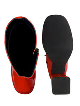 Red Patent Leather Solid Chunky Platform Heel Ankle Boots (TC-OSWP-4-RED)