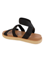 Black Textile Stylish Flatform Sandals For Kids-Unisex (TC-R0087-B-BLK)