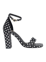 Black Open Toe White Polka-Dot Block Heel Sandal (TC-RAH29-BLKPD)