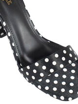 Black Open Toe White Polka-Dot Block Heel Sandal (TC-RAH29-BLKPD)
