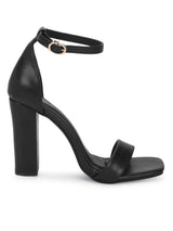Black PU Stylish Buckle Block Sandals (TC-RAH29-BLKPU)