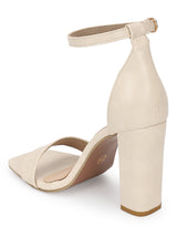 Cream PU Stylish Buckle Block Sandals (TC-RAH29-CRMPU)