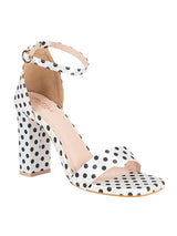 White Open Toe Black Polka-Dot Block Heel Sandal (TC-RAH29-WHTPD)