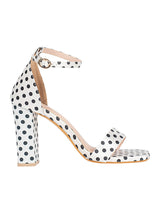 White Open Toe Black Polka-Dot Block Heel Sandal (TC-RAH29-WHTPD)