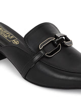 Black PU Block Mules (TC-REN-BL221-BLK)
