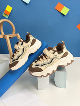 Beige Synthetic Leather Stylish Velcro Sneakers For Kids-Unisex (TC-RS1001-BEIG)