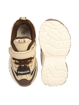 Beige Synthetic Leather Stylish Velcro Sneakers For Kids-Unisex (TC-RS1001-BEIG)