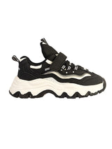 Black White Synthetic Leather Stylish Velcro Sneakers For Kids-Unisex (TC-RS1001-BLKWHT)
