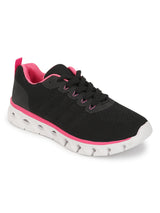 Black Pink Mesh Lace-Up Flat Sneakers (TC-RS2082-BLKPNK)