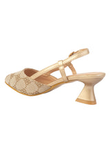 Gold Textile Stylish Kitten Heels For Kids-Girls (TC-RS215A-GLD)