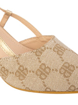 Gold Textile Stylish Kitten Heels For Kids-Girls (TC-RS215A-GLD)