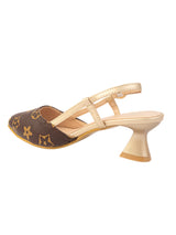 Gold Synthetic Leather Stylish Kitten Heels For Kids-Girls (TC-RS215B-GLD)