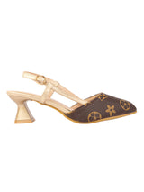 Gold Synthetic Leather Stylish Kitten Heels For Kids-Girls (TC-RS215B-GLD)