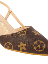 Gold Synthetic Leather Stylish Kitten Heels For Kids-Girls (TC-RS215B-GLD)