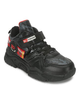 Black PU Stylish Velcro Sneakers For Kids-Boys Fur Lining Keep Children Warm During Winter (TC-RS3493-BLK)