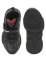 Black PU Stylish Velcro Sneakers For Kids-Boys Fur Lining Keep Children Warm During Winter (TC-RS3493-BLK)
