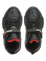 Black PU Stylish Velcro Sneakers For Kids-Boys Fur Lining Keep Children Warm During Winter (TC-RS3493-BLK)