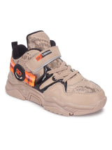 Khaki PU Stylish Velcro Sneakers For Kids-Boys Fur Lining Keep Children Warm During Winter (TC-RS3493-KHA)