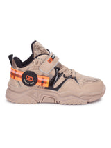 Khaki PU Stylish Velcro Sneakers For Kids-Boys Fur Lining Keep Children Warm During Winter (TC-RS3493-KHA)
