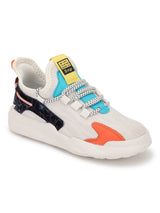 White PU Stylish Lace Up Sneakers For Kids-Boys Fur Lining Keep Children Warm During Winter (TC-RS3494-WHT)