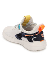 White PU Stylish Lace Up Sneakers For Kids-Boys Fur Lining Keep Children Warm During Winter (TC-RS3494-WHT)