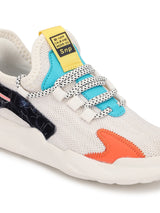 White PU Stylish Lace Up Sneakers For Kids-Boys Fur Lining Keep Children Warm During Winter (TC-RS3494-WHT)