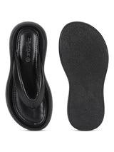 Black PU T-Strap Stylish Flats (TC-RS3582-BLK)