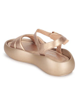 Gold PU Buckle Stylish Flats (TC-RS3583-GLD)