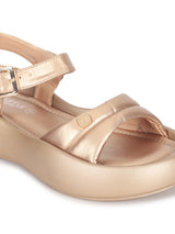 Gold PU Buckle Stylish Flats (TC-RS3583-GLD)