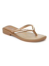 Khaki PU Pearl Slip-On Flats (TC-RS3594-KHA)