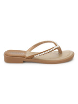Khaki PU Pearl Slip-On Flats (TC-RS3594-KHA)