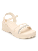 Beige PU Diamond Strap Slip-On Flats (TC-RS3600-BEIG)