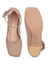 Beige PU Stylish Block Heel Pumps (TC-RS3604-BEIG)