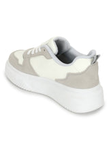 Grey White Suede Stylish Lace-Up Sneakers (TC-RS3609-GRYWHT)