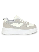 Grey White Suede Stylish Lace-Up Sneakers (TC-RS3609-GRYWHT)