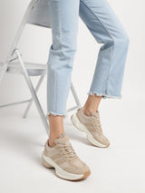 Khaki PU Stylish Lace-Up Sneakers (TC-RS3615-KHA)