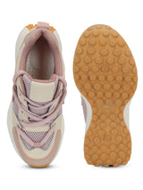 White Lilac Mesh Stylish Lace-Up Sneakers (TC-RS3617-WHTLIL)