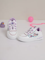 White Purple PU Stylish Rotating Button Sneakers For Kids-Unisex (TC-RS3621-WHTPUR)