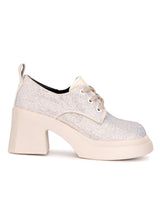 Beige Diamante Embellished Lace-Up Sneakers (TC-RS3641-BEIG)