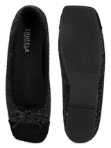 Black Suede Embellished Ballerina (TC-RS3645-BLK)