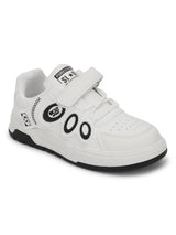 Black White PU Stylish Velcro Sneakers For Kids-Unisex (TC-RS3649-A-BLKWHT)