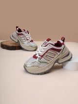 Silver Red Mesh Lace-Up Sneakers (TC-RS3650-SILRED)
